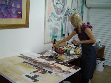 Abstract Artist Rina Rinella at Work